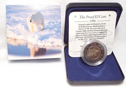 1996 $2 Silver Proof Bi-Metallic Coin - Polar Bear